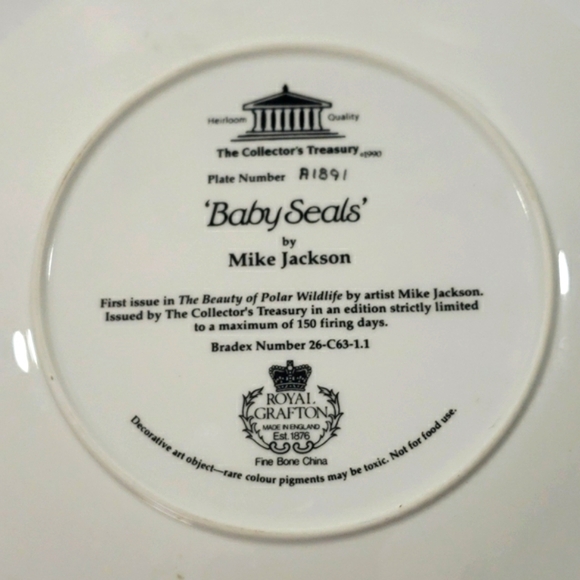 Baby Seals 1990 Collector Plate by Mike Jackson and Royal Grafton. - Picture 4 of 4